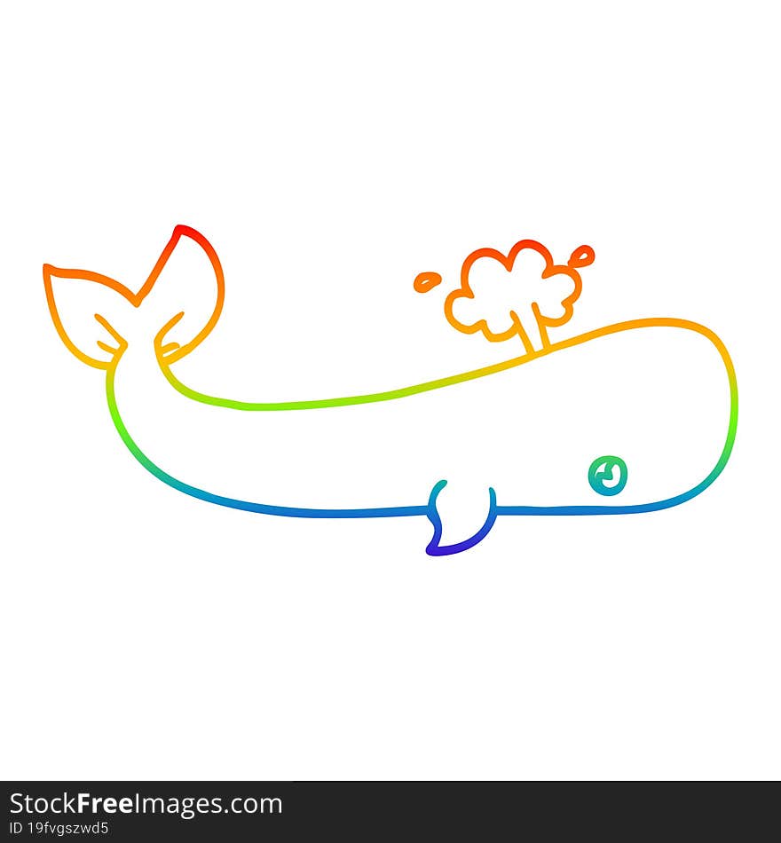 rainbow gradient line drawing cartoon sea whale