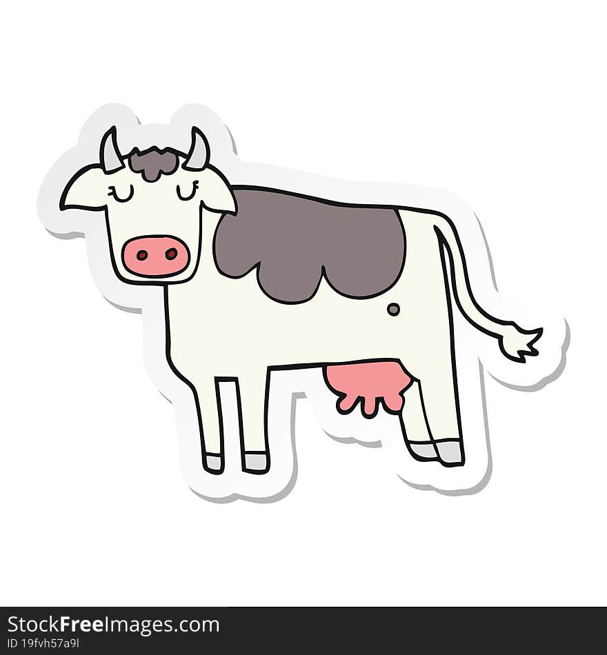 sticker of a cartoon cow