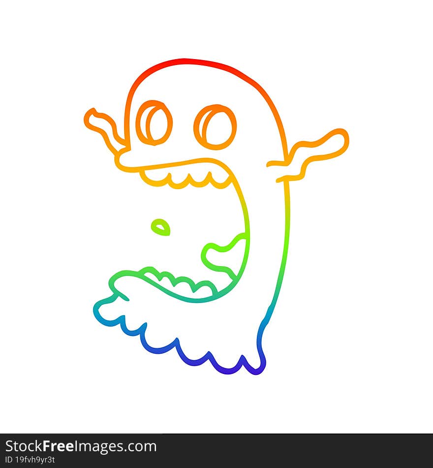 rainbow gradient line drawing cartoon spooky ghost