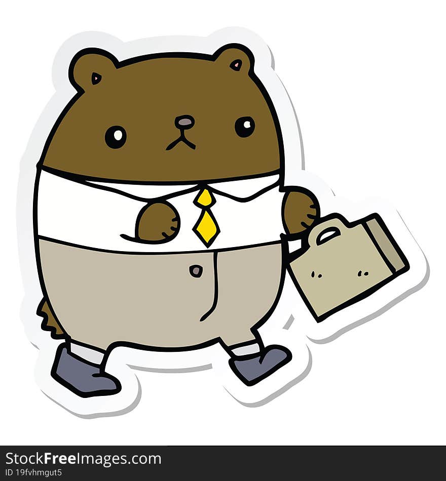 sticker of a cartoon bear in work clothes