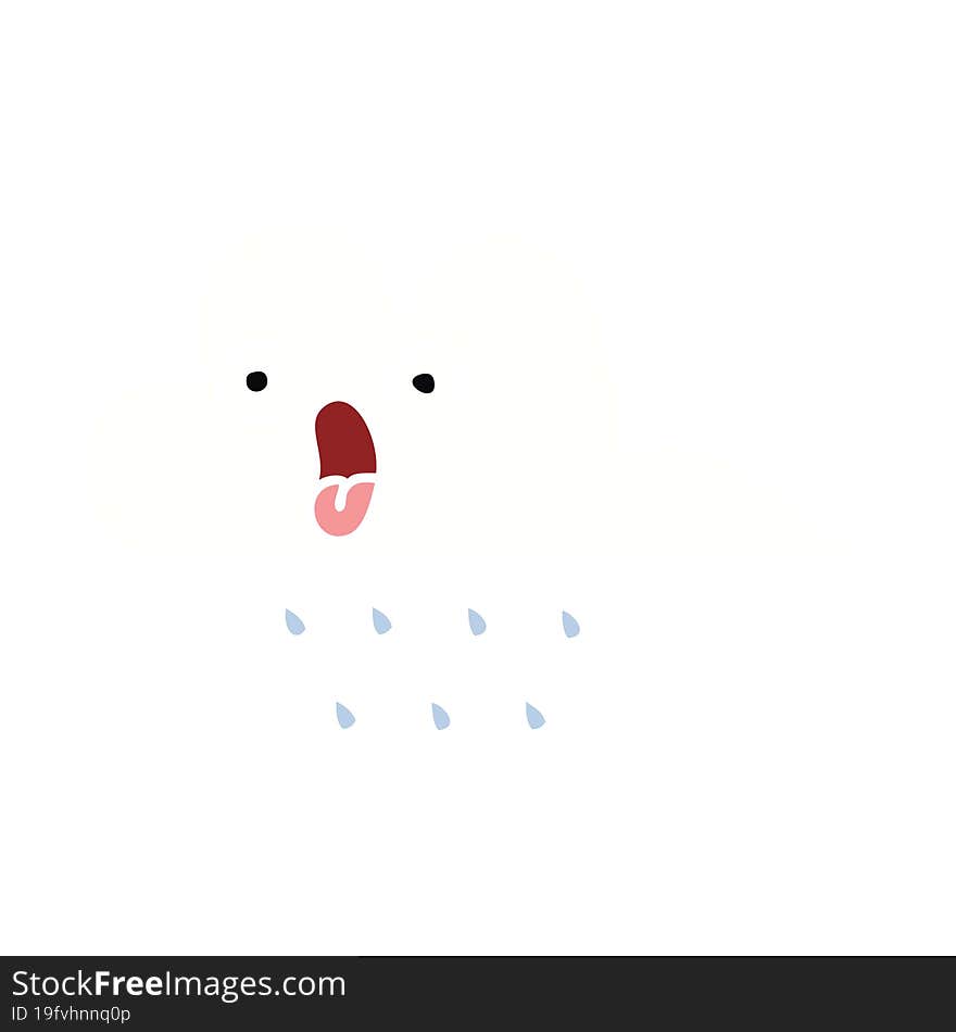 flat color retro cartoon of a rain cloud