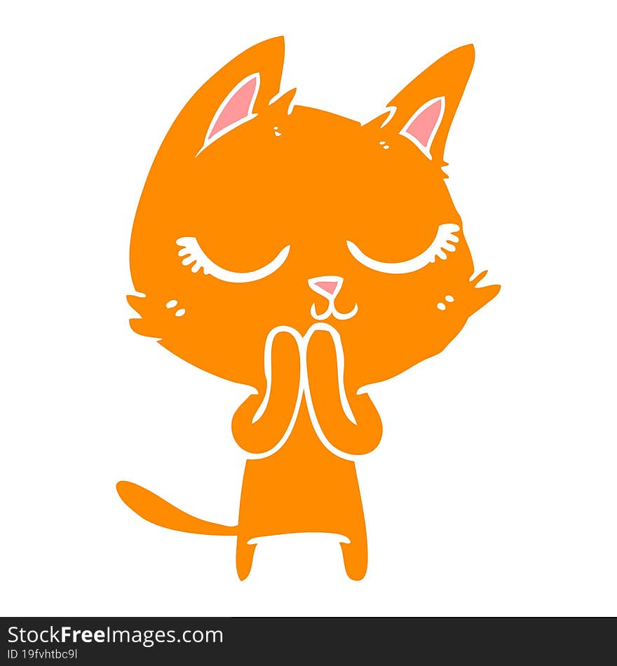 calm flat color style cartoon cat