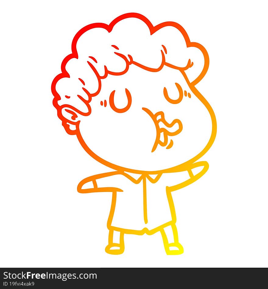 warm gradient line drawing of a cartoon man pulling face