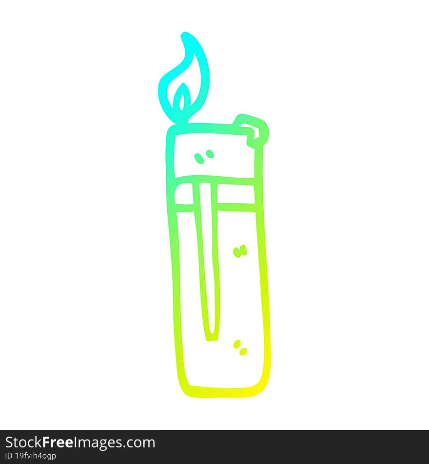 cold gradient line drawing of a cartoon disposable lighter