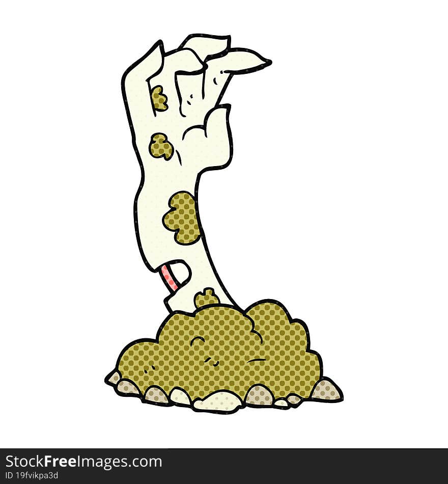 Cartoon Zombie Hand Rising From Ground