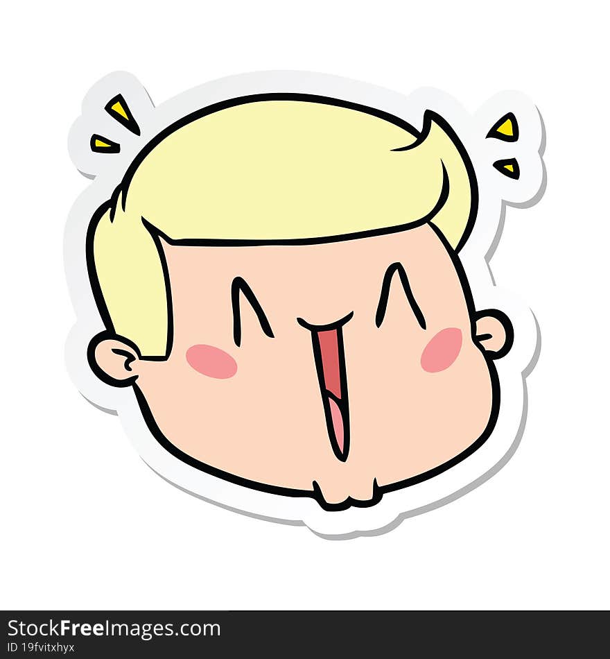 Sticker Of A Happy Cartoon Male Face