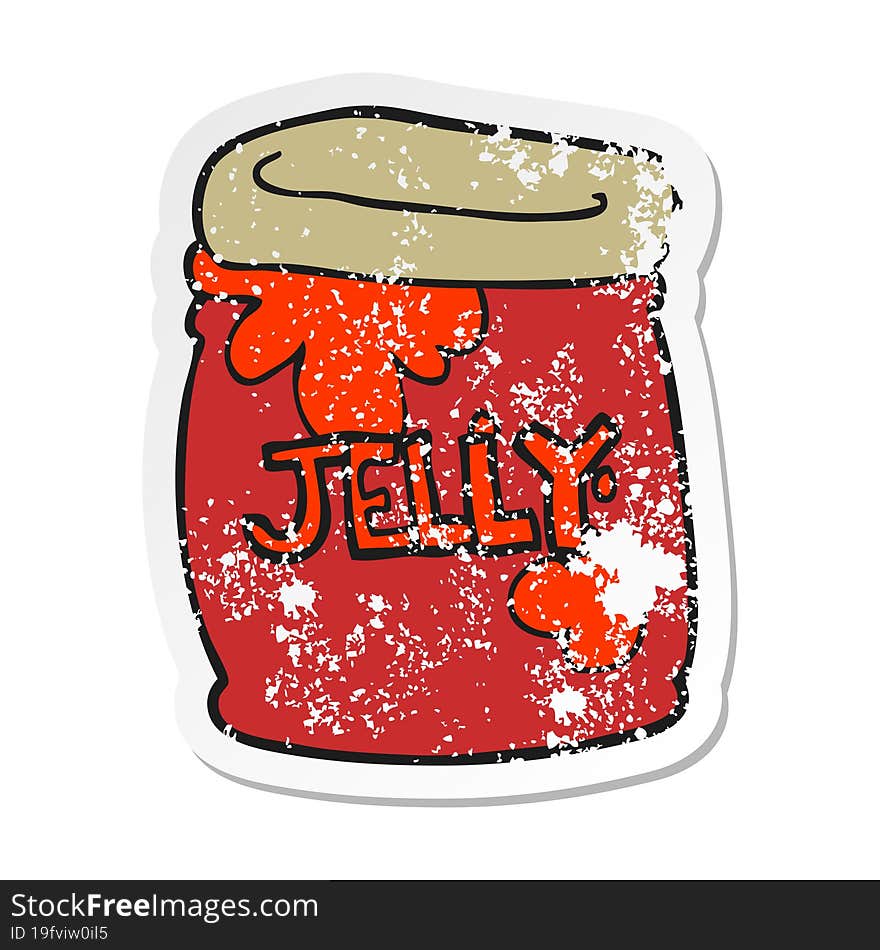 Retro Distressed Sticker Of A Cartoon Jar Of Jelly