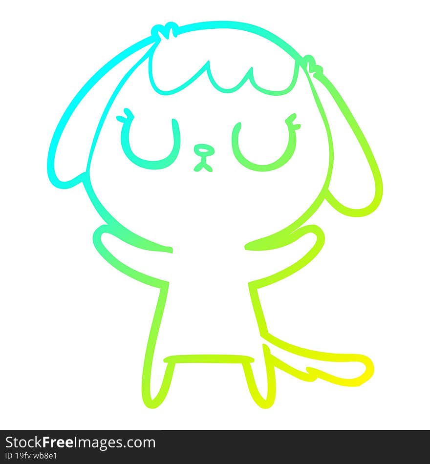 Cold Gradient Line Drawing Cute Cartoon Dog