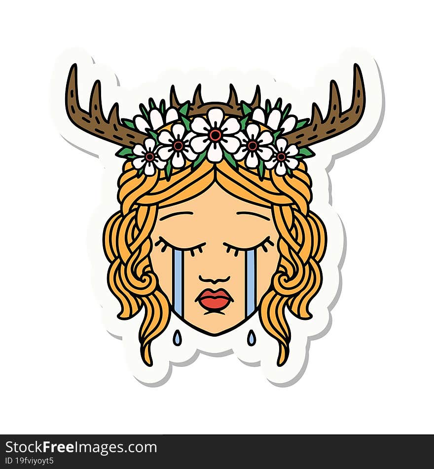 crying human druid sticker