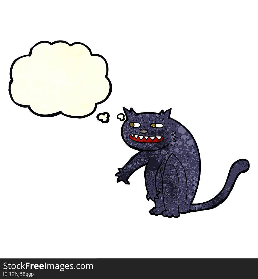 Cartoon Black Cat With Thought Bubble