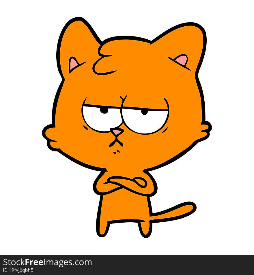 bored cartoon cat. bored cartoon cat