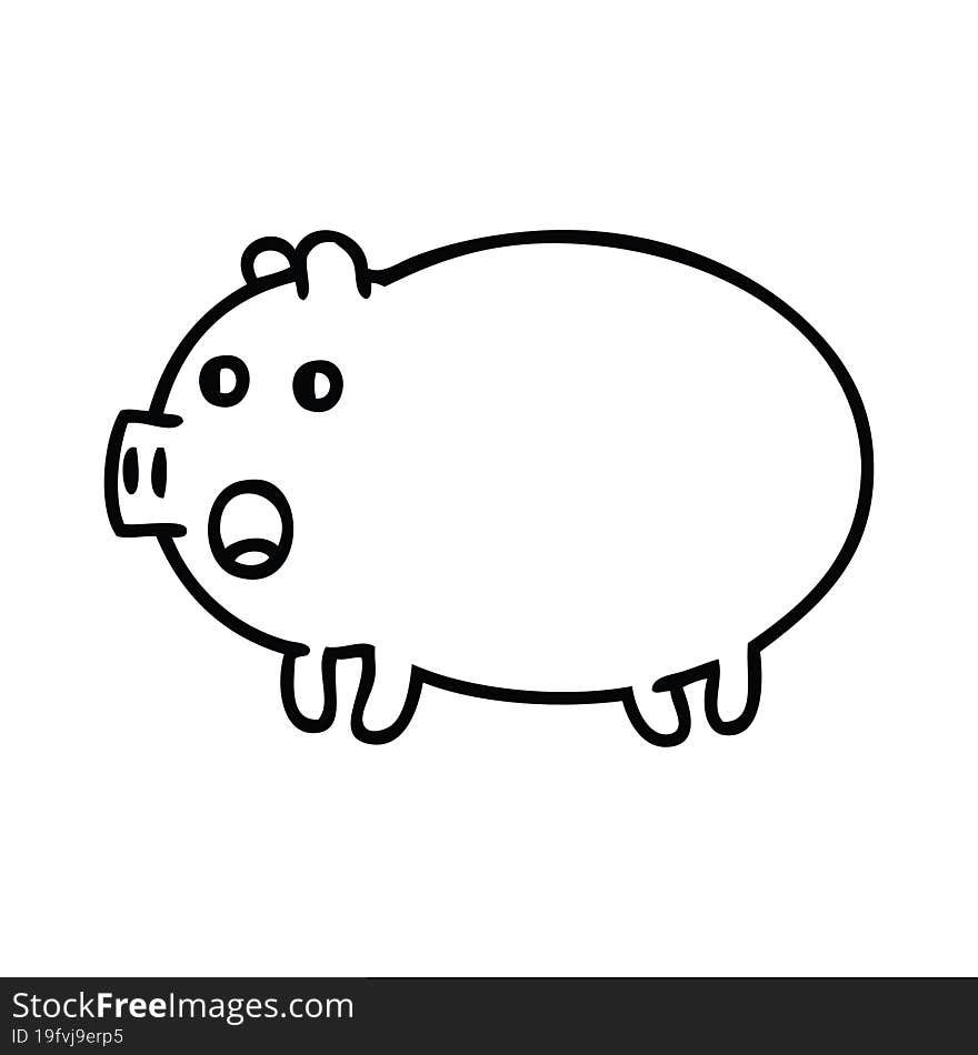 line drawing cartoon pig