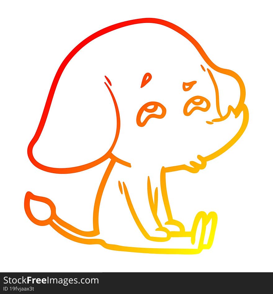 warm gradient line drawing cartoon elephant remembering