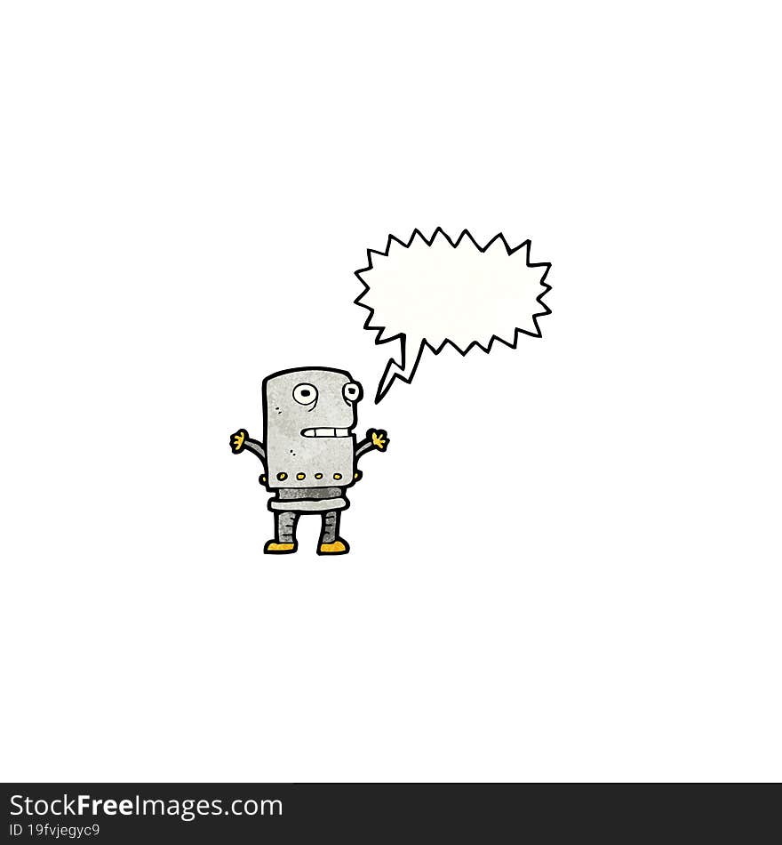 cartoon funny robot with speech bubble