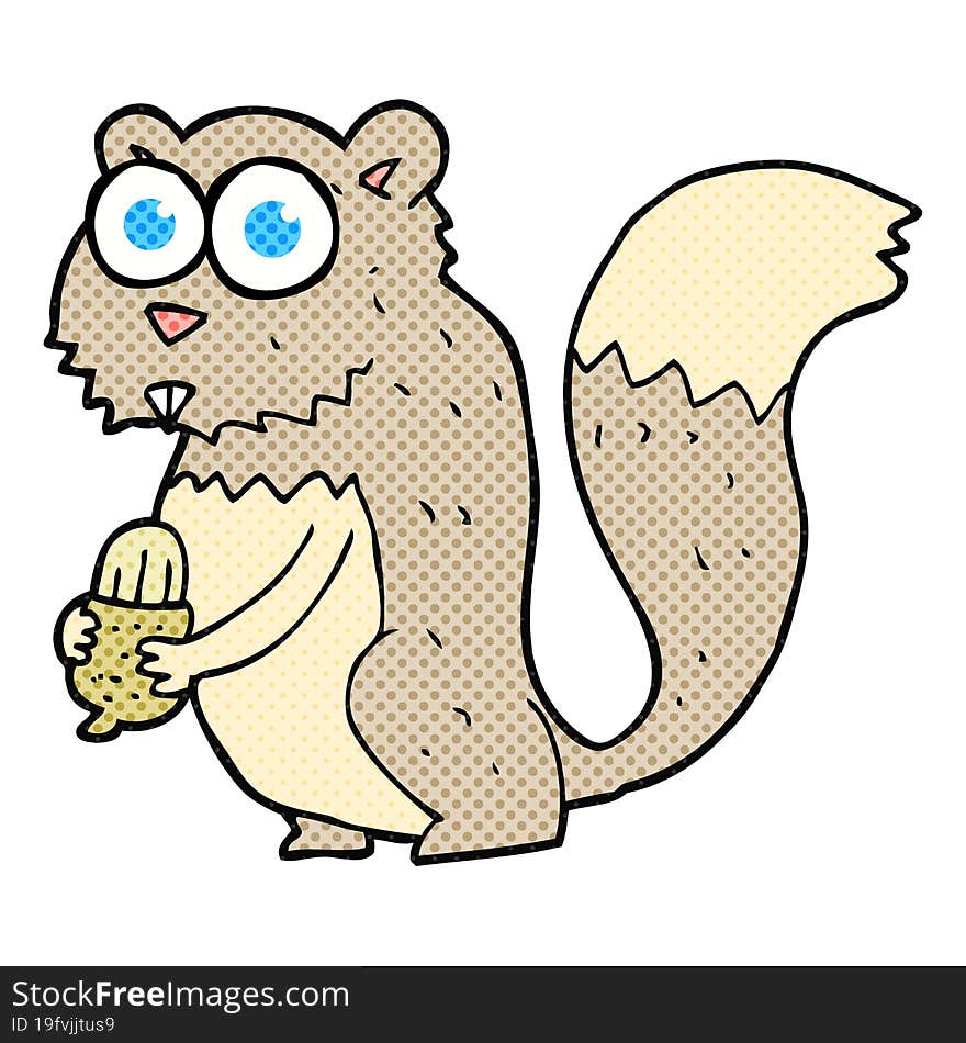 comic book style cartoon angry squirrel with nut