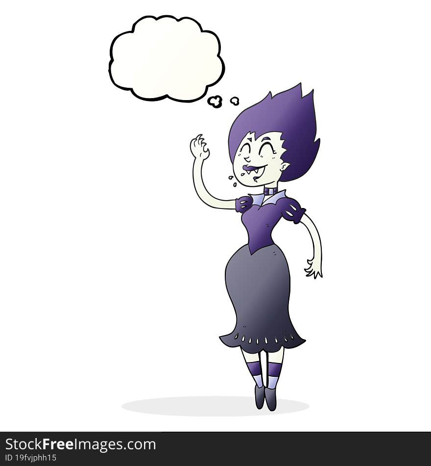 freehand drawn thought bubble cartoon vampire girl