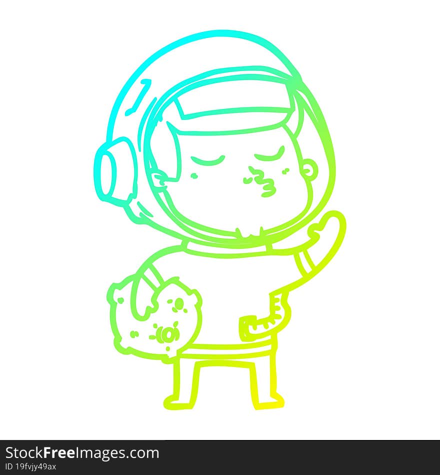 cold gradient line drawing cartoon confident astronaut