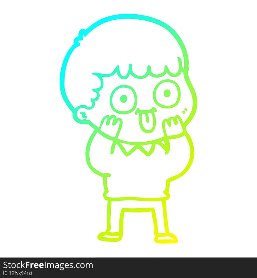 cold gradient line drawing of a cartoon man staring