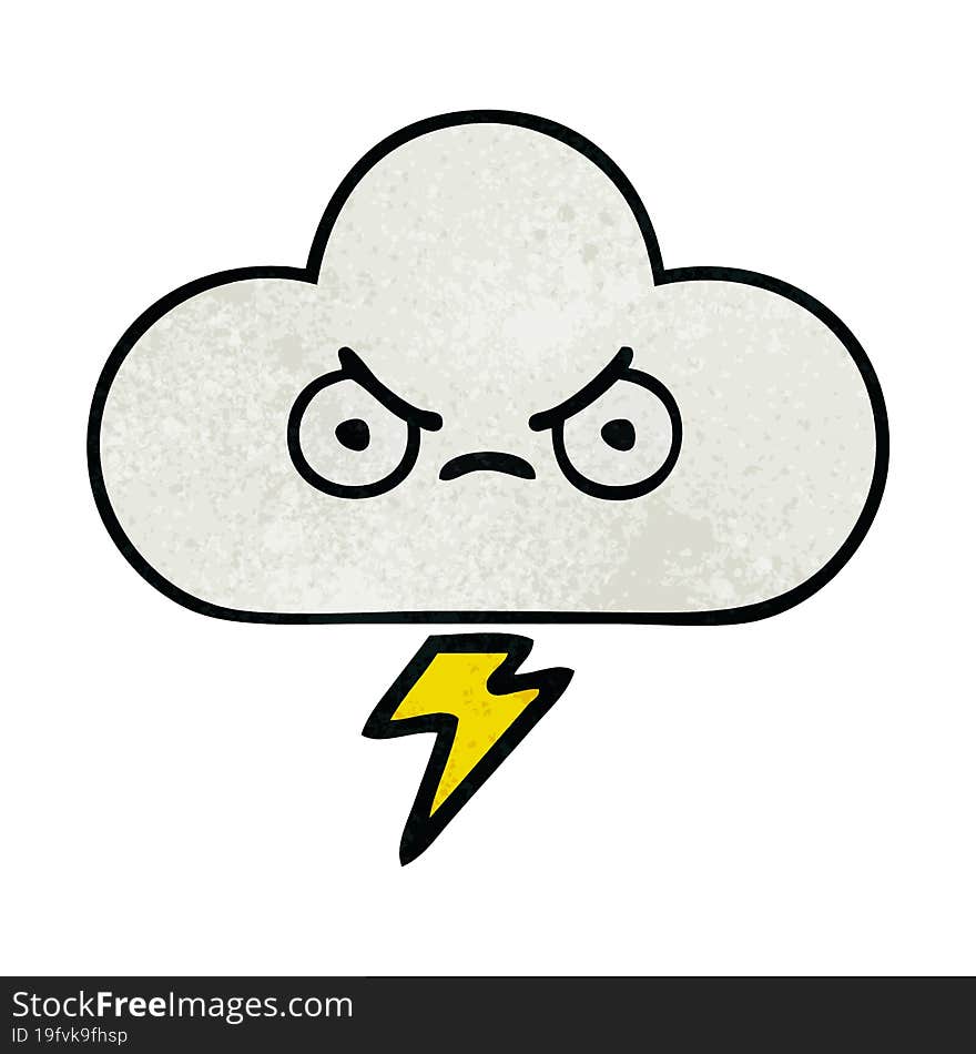 retro grunge texture cartoon thunder cloud