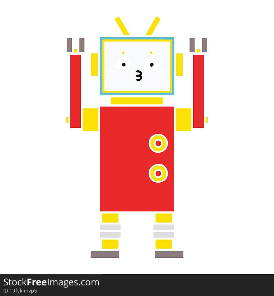 flat color retro cartoon robot