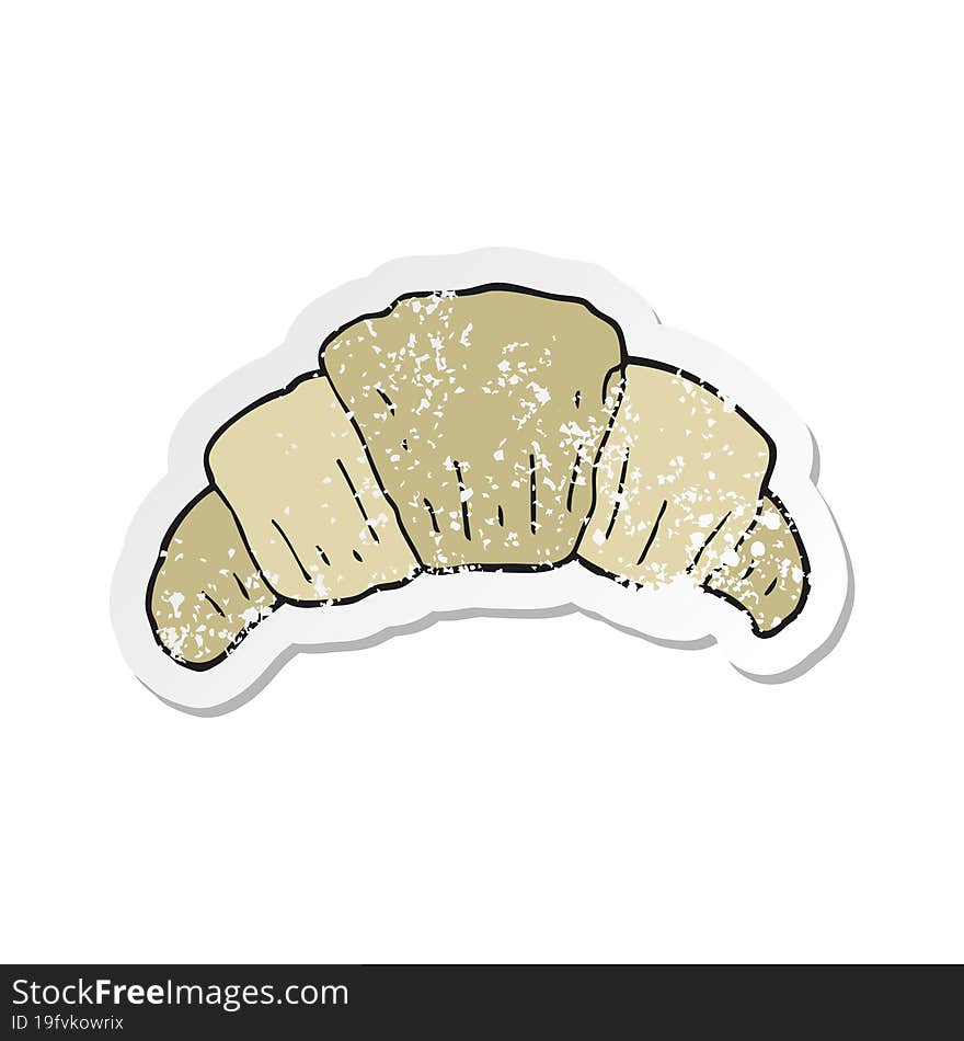 retro distressed sticker of a cartoon croissant