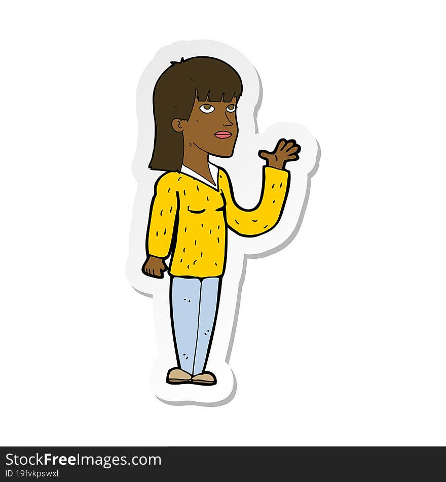 sticker of a cartoon woman explaining