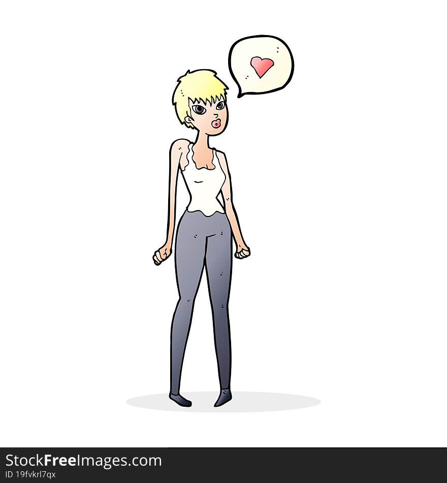 cartoon woman in love