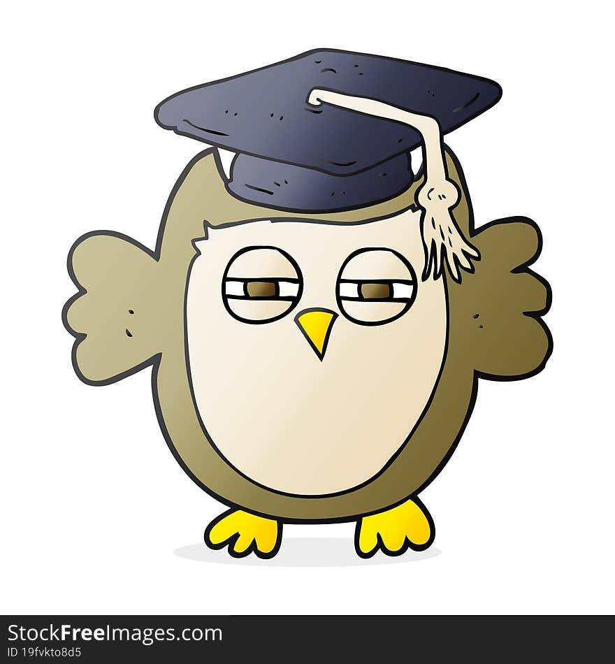 freehand drawn cartoon clever owl