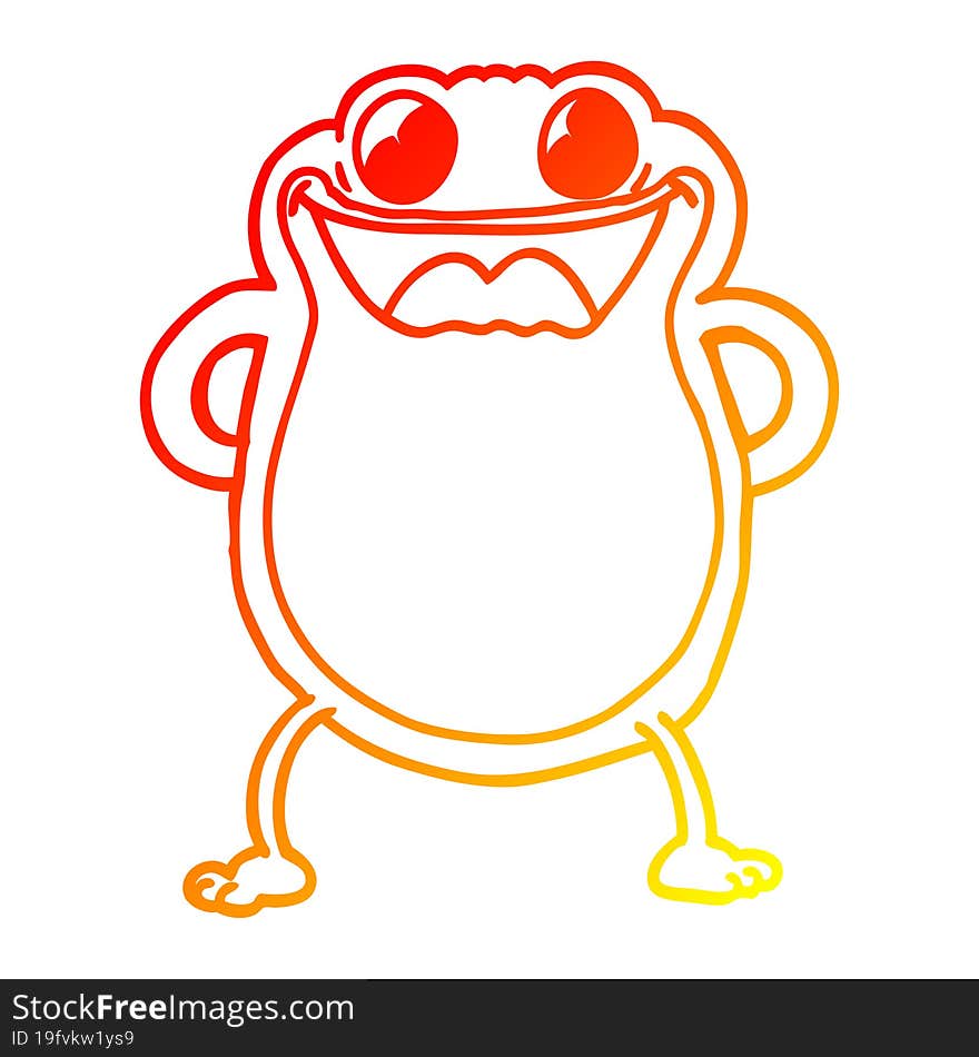 warm gradient line drawing of a cartoon frog