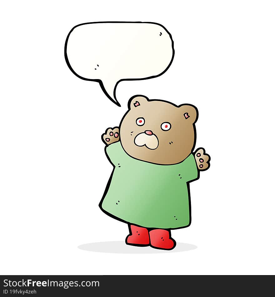 funny cartoon bear with speech bubble