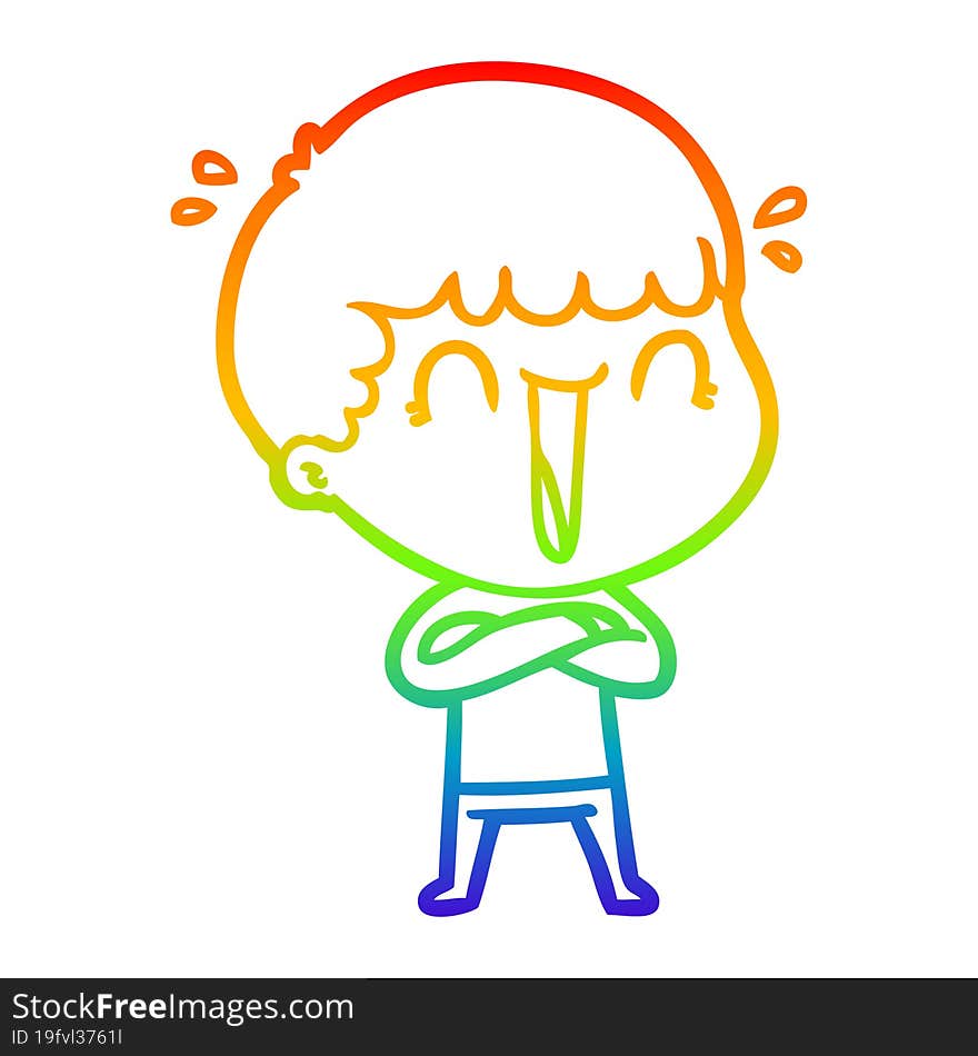 rainbow gradient line drawing laughing cartoon man