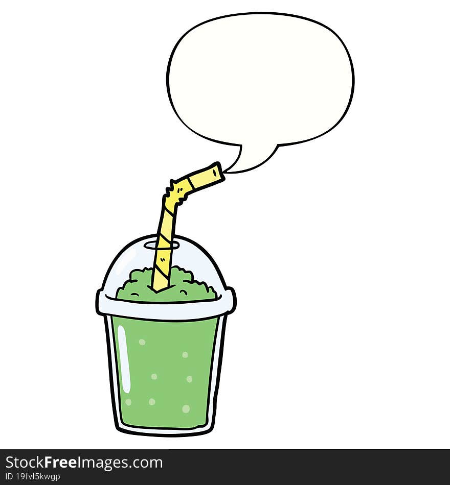 cartoon iced smoothie and speech bubble