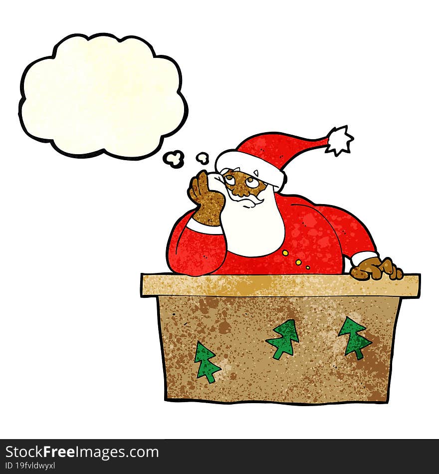 Cartoon Bored Santa Claus With Thought Bubble