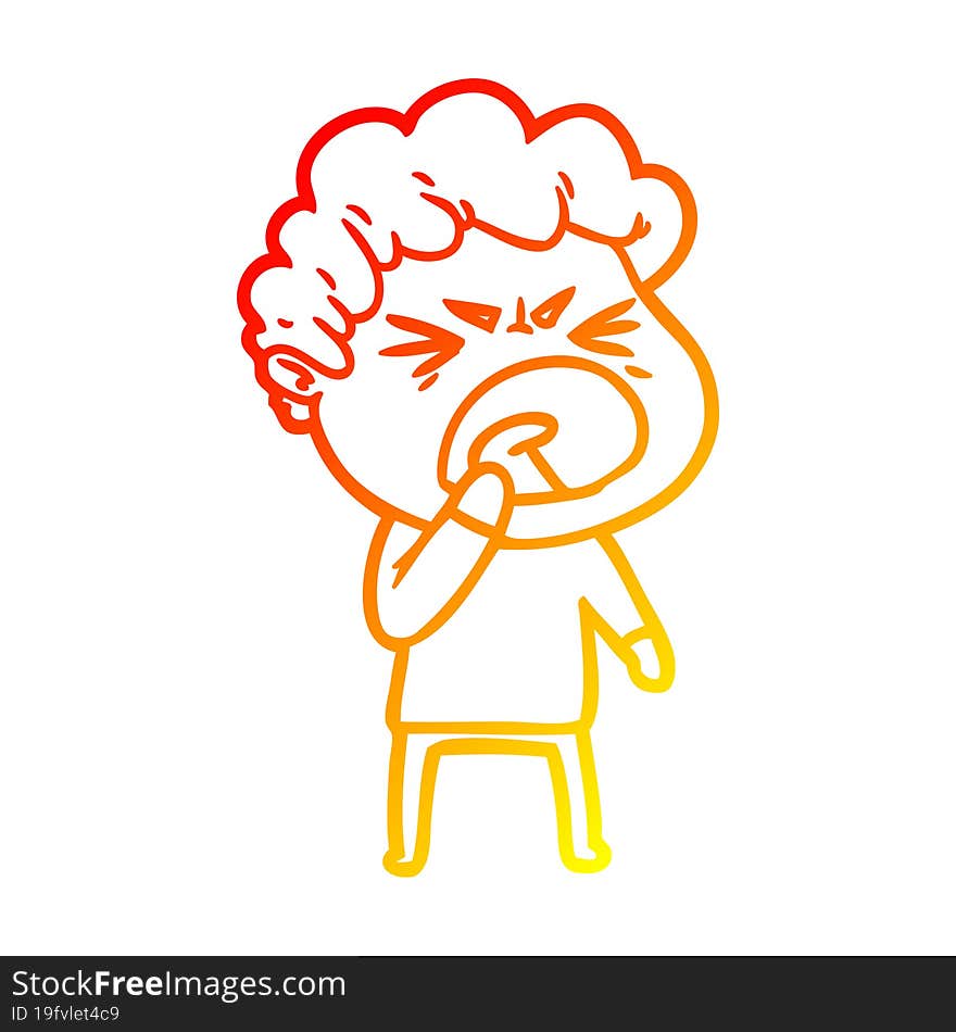 warm gradient line drawing cartoon furious man