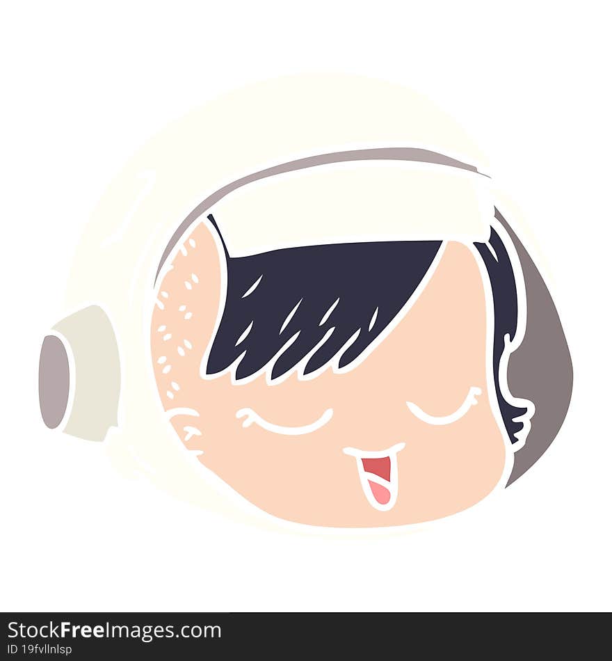 Flat Color Style Cartoon Astronaut Face