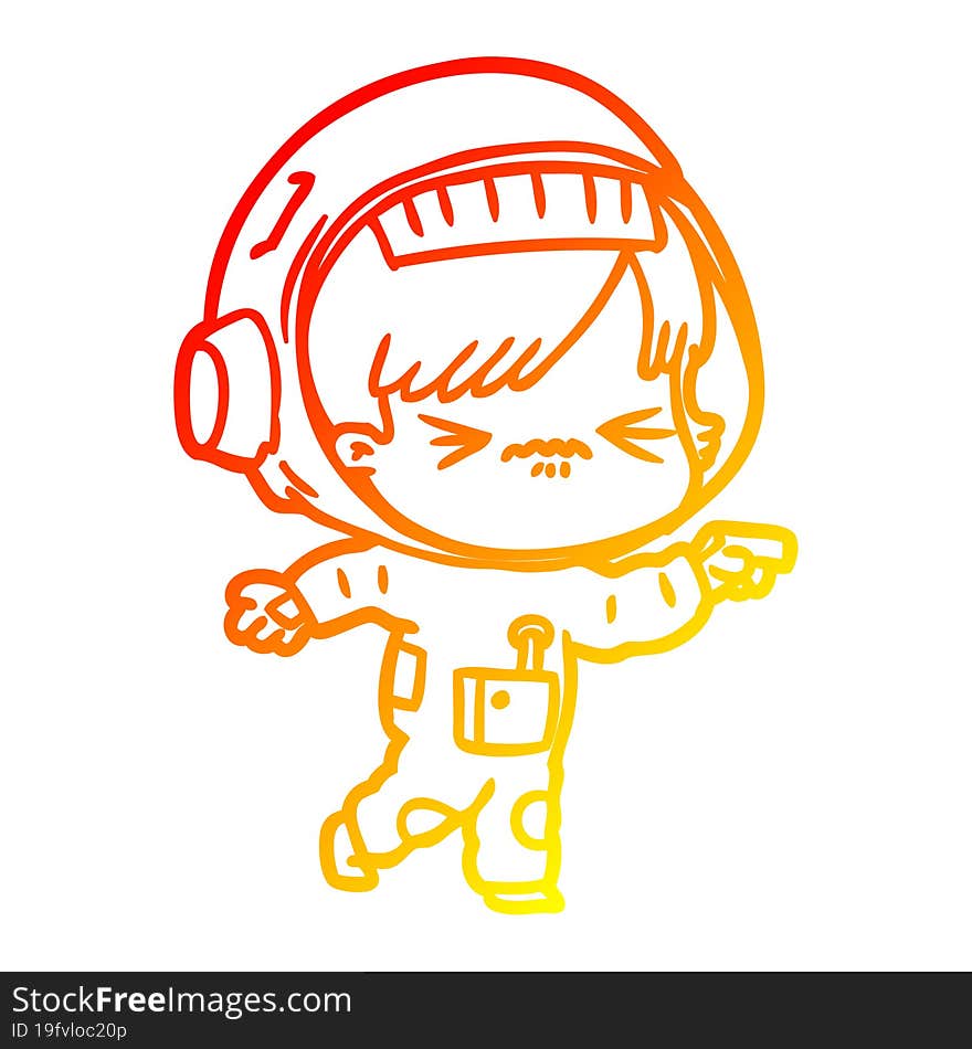 warm gradient line drawing cartoon astronaut woman