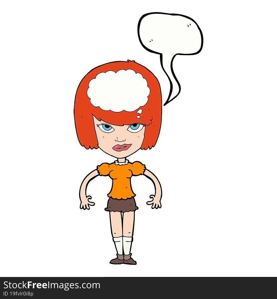 Cartoon Woman With Idea With Speech Bubble