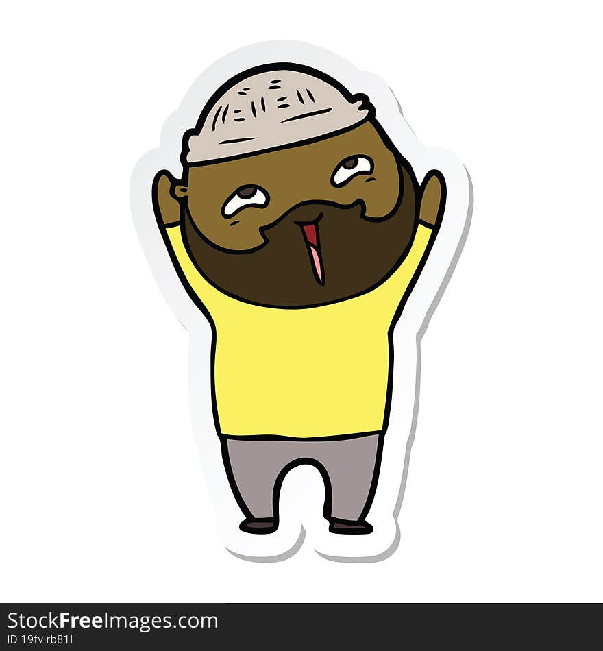 sticker of a cartoon happy bearded man