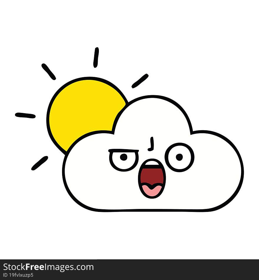 cute cartoon of a sun and cloud. cute cartoon of a sun and cloud