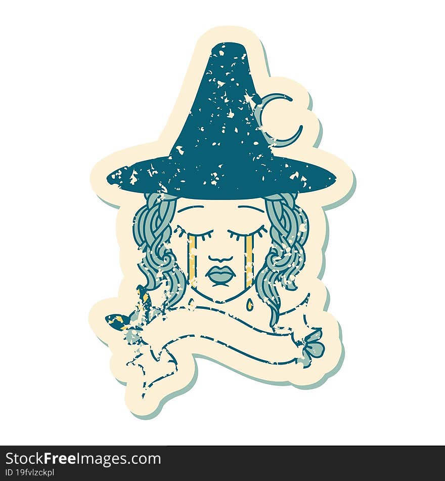 Retro Tattoo Style human witch character face. Retro Tattoo Style human witch character face