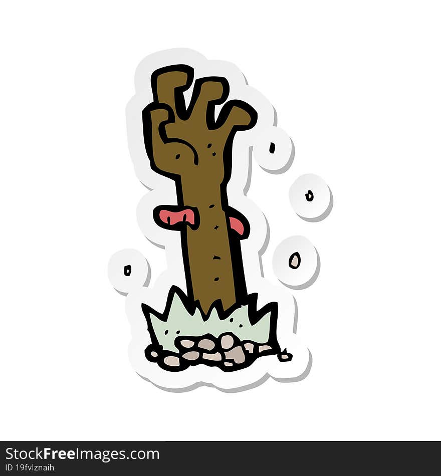 Sticker Of A Cartoon Zombie Hand