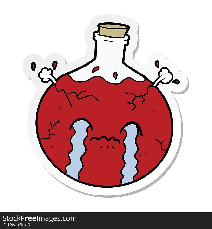 sticker of a cartoon cracking potion