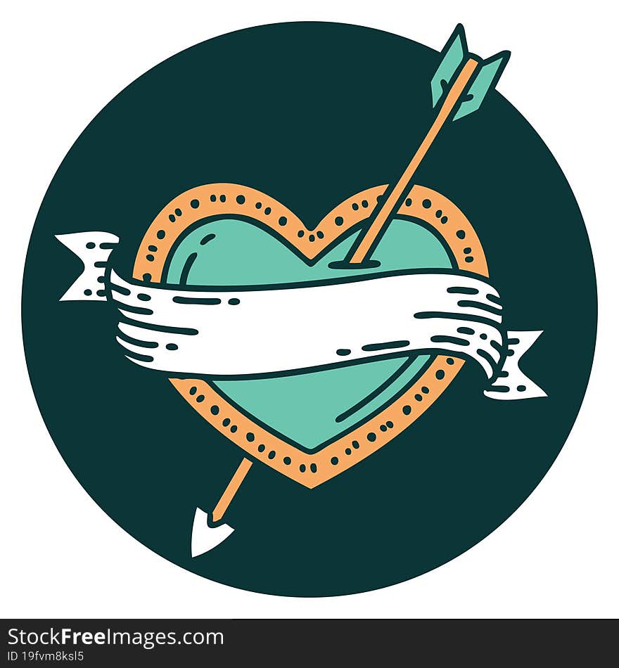 Tattoo Style Icon Of An Arrow Heart And Banner