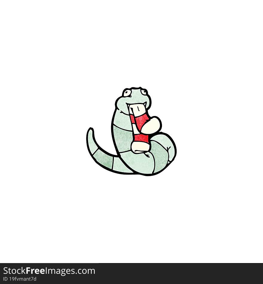 cartoon snake eating sock