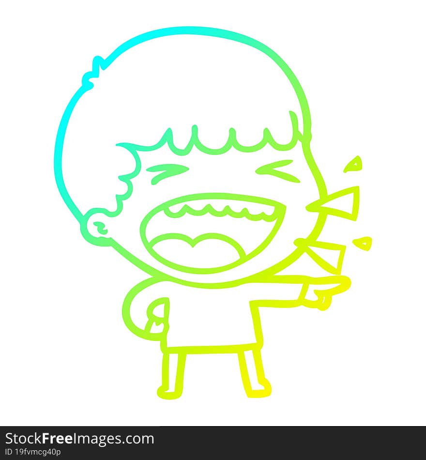 Cold Gradient Line Drawing Cartoon Laughing Man