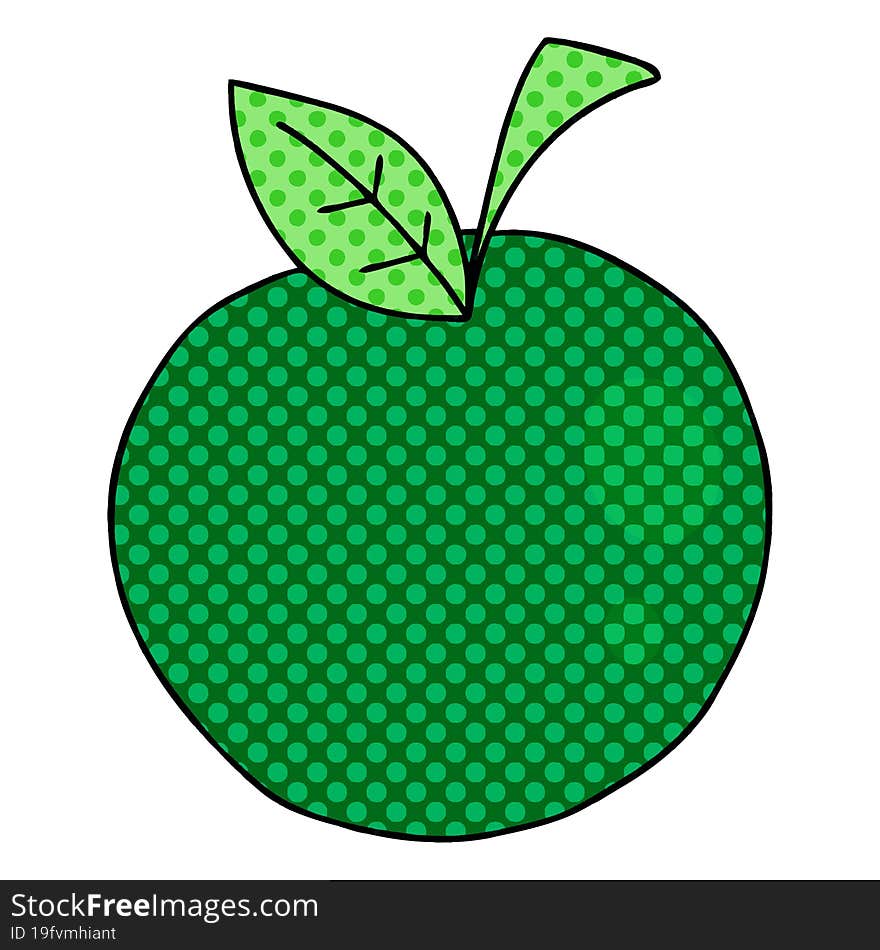 comic book style quirky cartoon apple. comic book style quirky cartoon apple