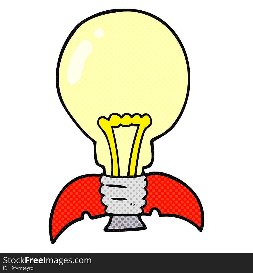 cartoon lightbulb rocket ship