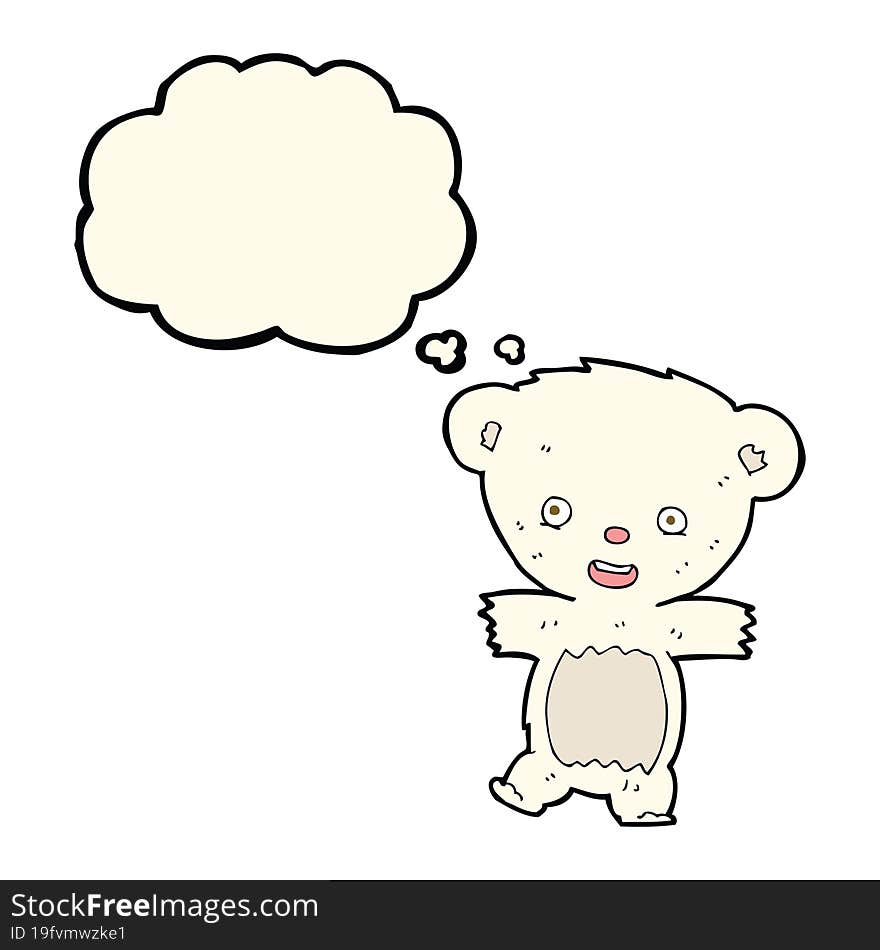 cartoon teddy polar bear cub with thought bubble