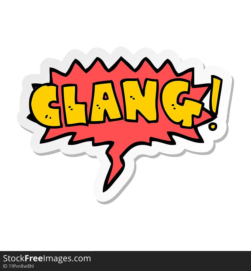 cartoon word clang and speech bubble sticker