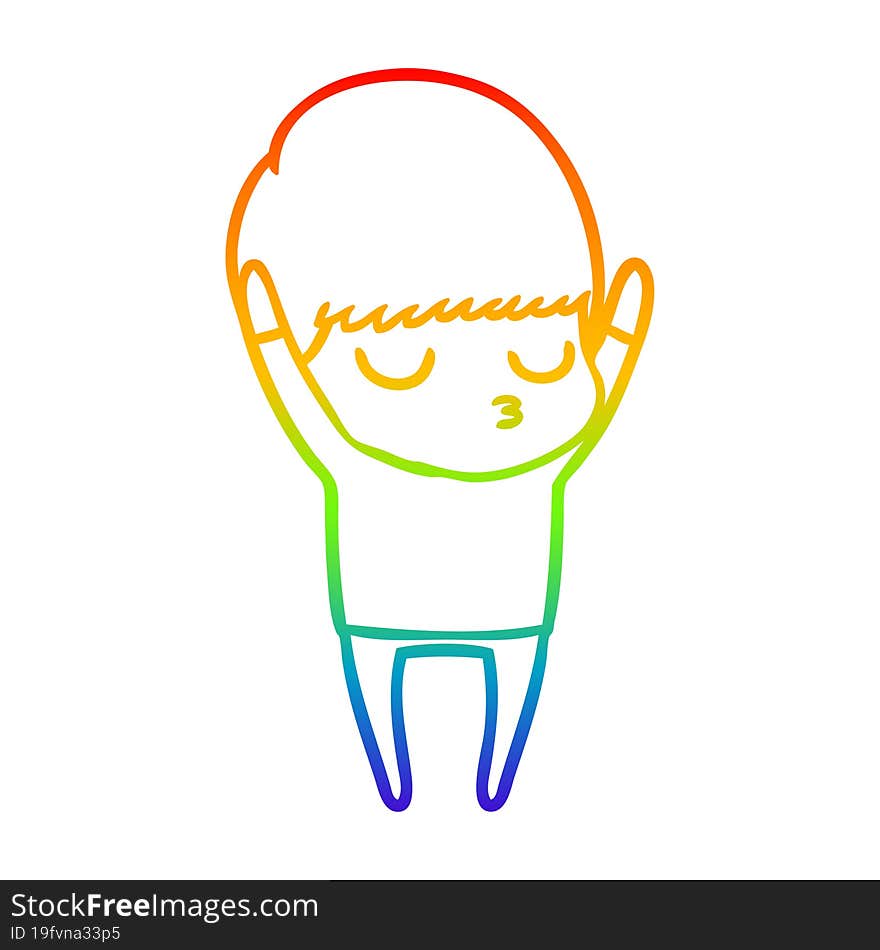 rainbow gradient line drawing cartoon calm boy